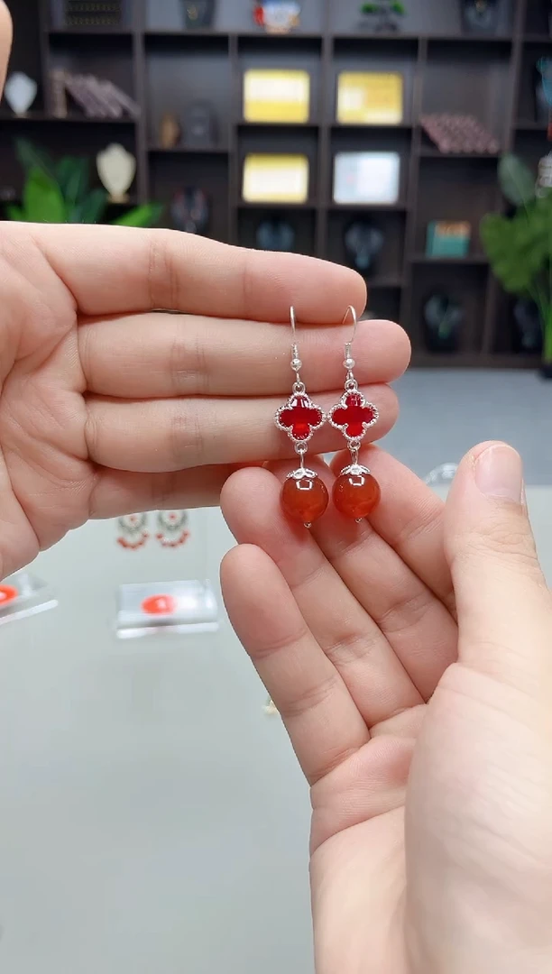 银S925镶嵌耳饰玛瑙/玉髓701000