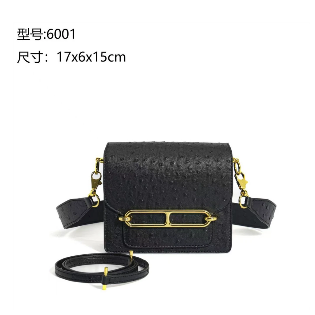 【初阳甄选】FES-6001-黑色斜挎秋冬季复古欧美风女包