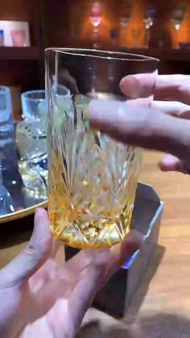 水晶玻璃无手柄款卡梅果汁杯黄色