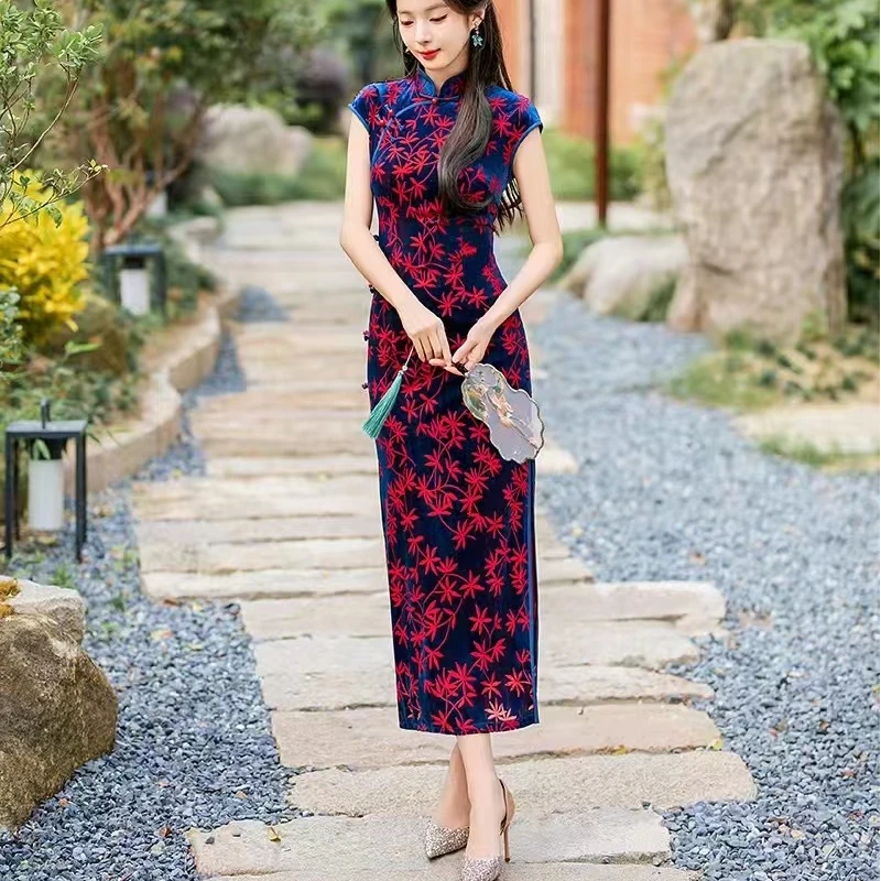 尚羽朵儿8801-中国风旗袍修身显瘦优雅气质夏季新款时尚日常（s-4）