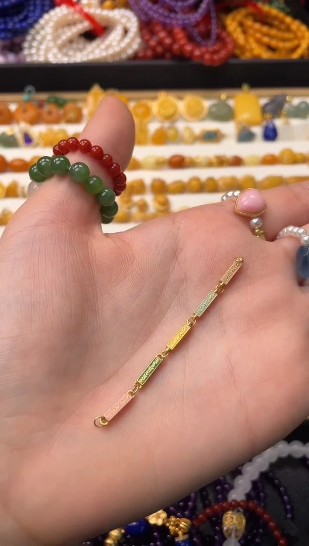 无925银烧蓝五条经链