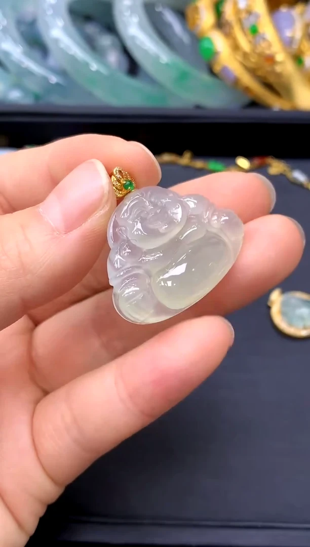 颈饰18K金镶嵌翡翠412-中国好珍宝
