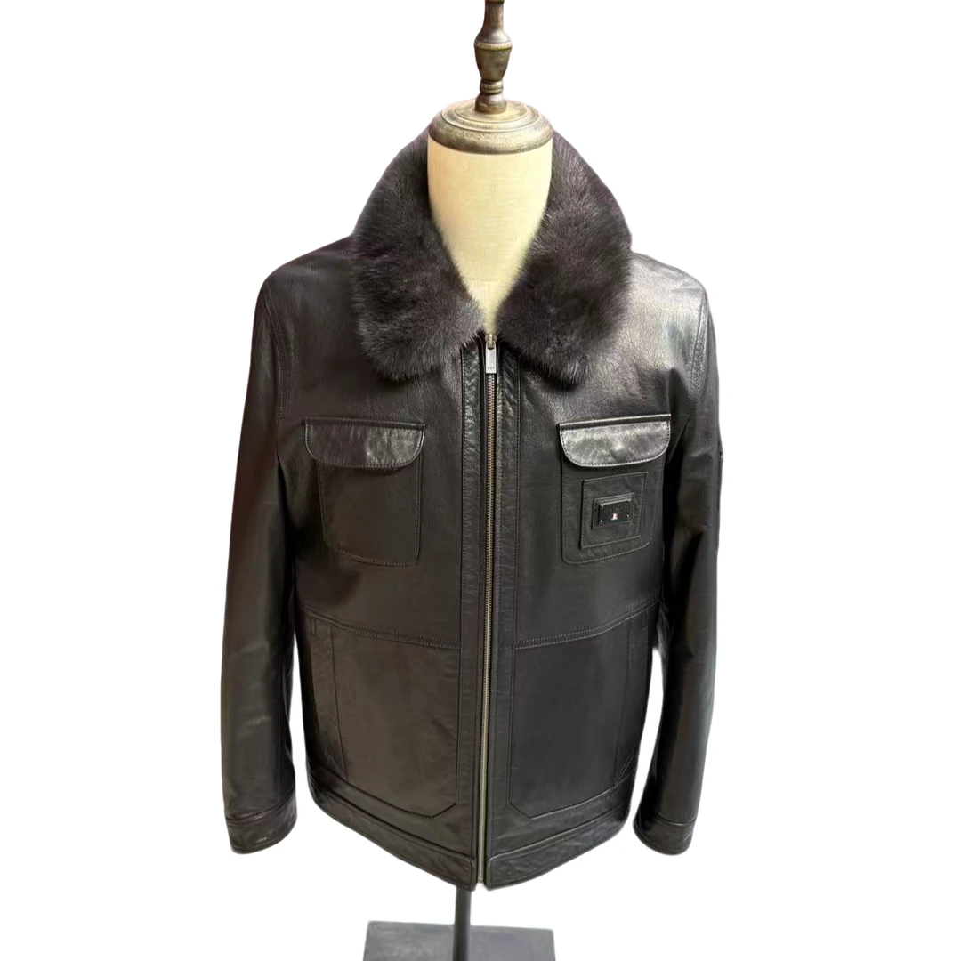 【JF.NZ】2025 9915男士翻领牛皮貂内胆冬季保暖皮衣