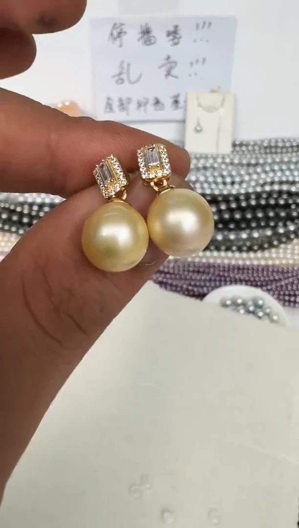 银S925镶嵌耳饰海水珍珠耳钉