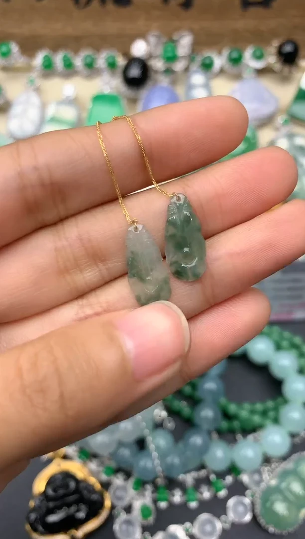 【闪购商品】翡翠耳饰18K金镶嵌18-中国好珍宝