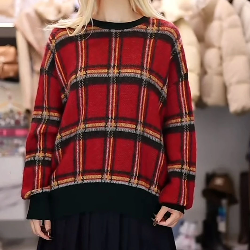 未使用 MONCLER 格纹长袖针织毛衣