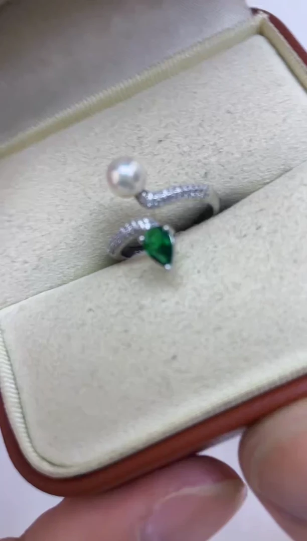 银S925镶嵌海水珍珠戒指