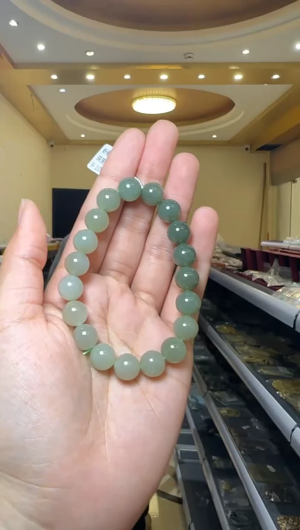 【闪购商品】和田玉手串未镶嵌新疆且末蓝圆珠渐变手串9-10mm