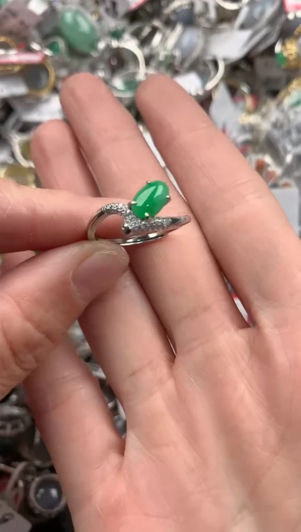 银S925镶嵌戒指翡翠333   2