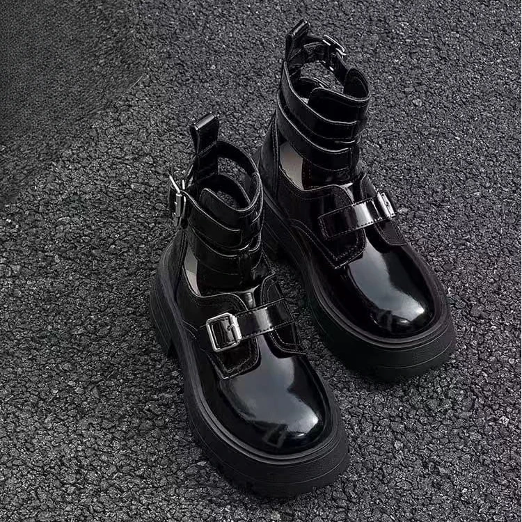 991#亮面镂空马丁靴