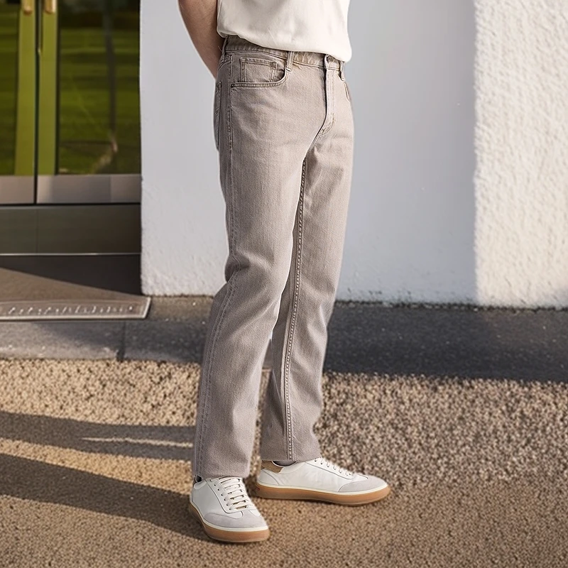 利郎【天丝美拉德】25新款修身透气卡其色牛仔琥珀流光休闲百搭男裤
