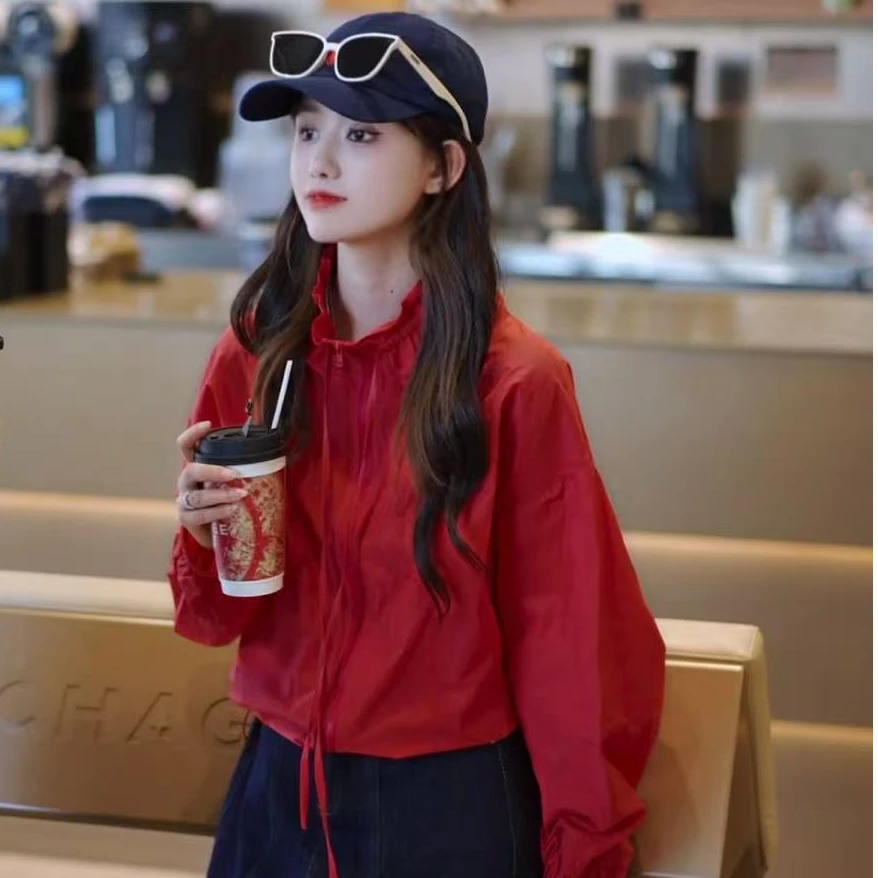 【风吹半夏】韩系简约版纯色慵懒风休闲宽松立领抽绳百搭外套W1433