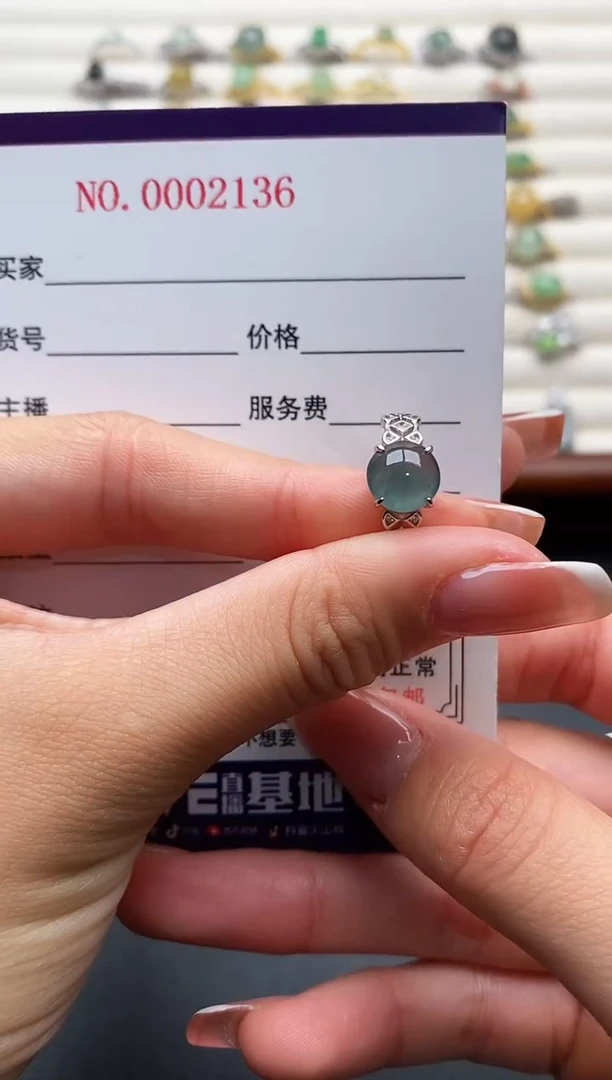 银S925镶嵌戒指翡翠666666+7