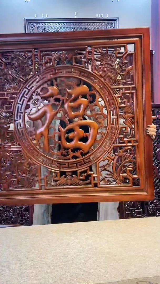香樟木木雕款85*85梅兰竹菊四季福