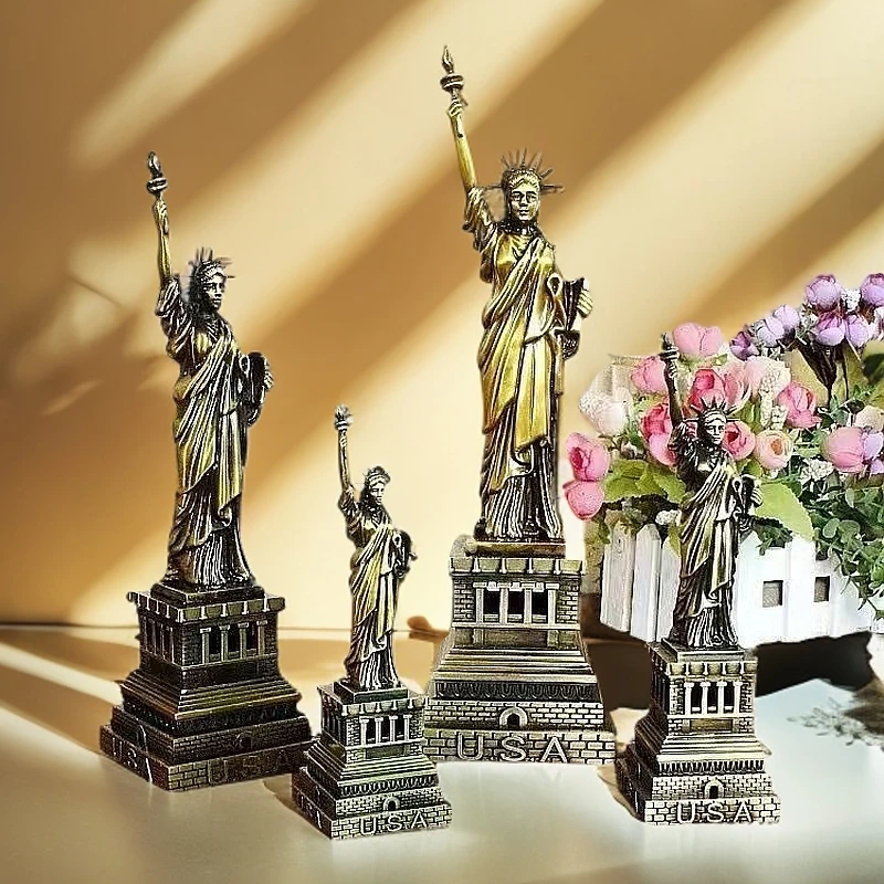 自由女神中式金色创意摆件生日礼物装饰品金属家用摆设玄关工艺品