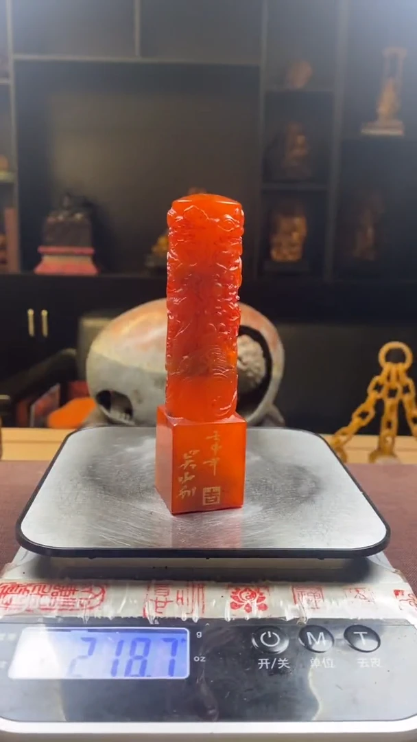 【闪购商品】寿山石印石红田盘龙柱