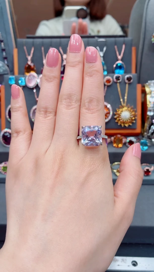 银S925镶嵌戒指水晶水晶戒指 19#