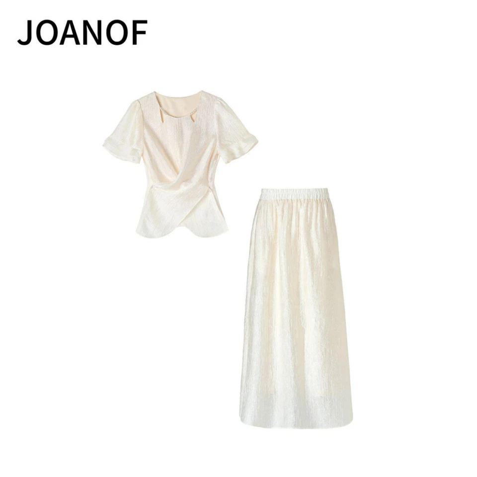 JOANOF通勤休闲风时尚轻奢部落风重工短袖复古套装A25W0093