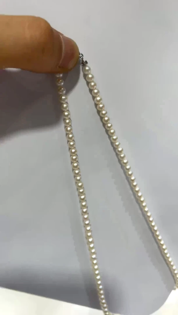 淡水珍珠银S925镶嵌项链4-5