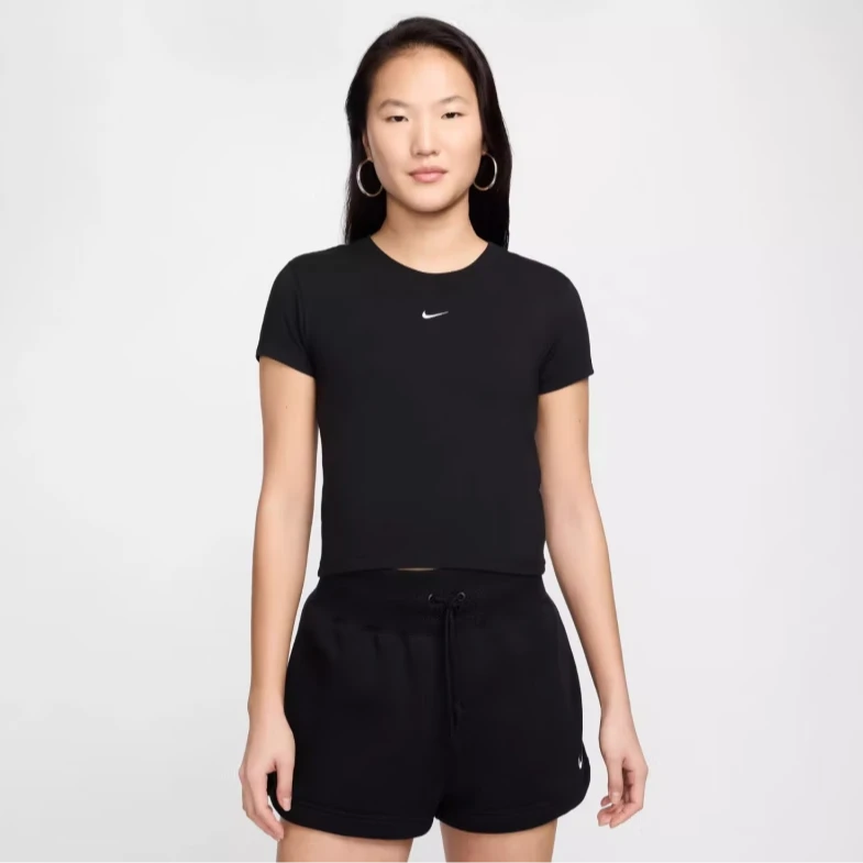 NIKE/耐克女子中短款透气休闲修身针织圆领短袖T恤FV5509010