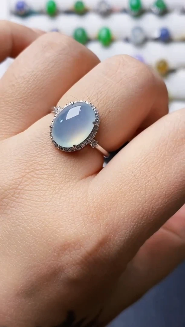 银S925镶嵌戒指翡翠3405