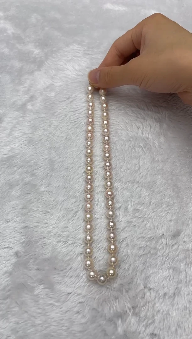 海水珍珠银S925镶嵌项链AK8.5-9mm