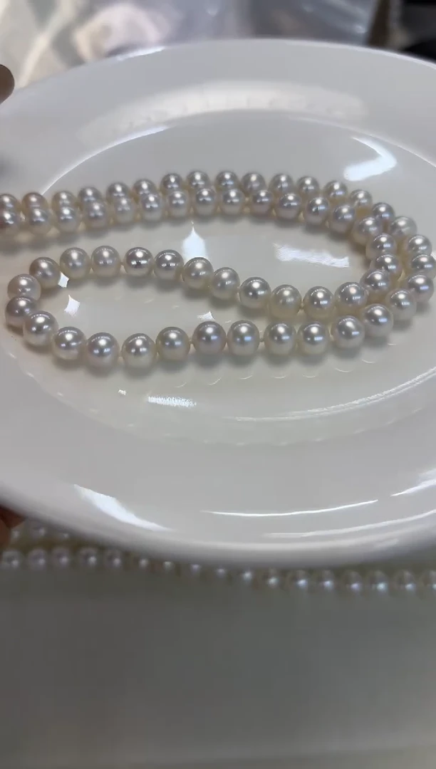 颈饰银S925镶嵌淡水珍珠6-7MM 无核