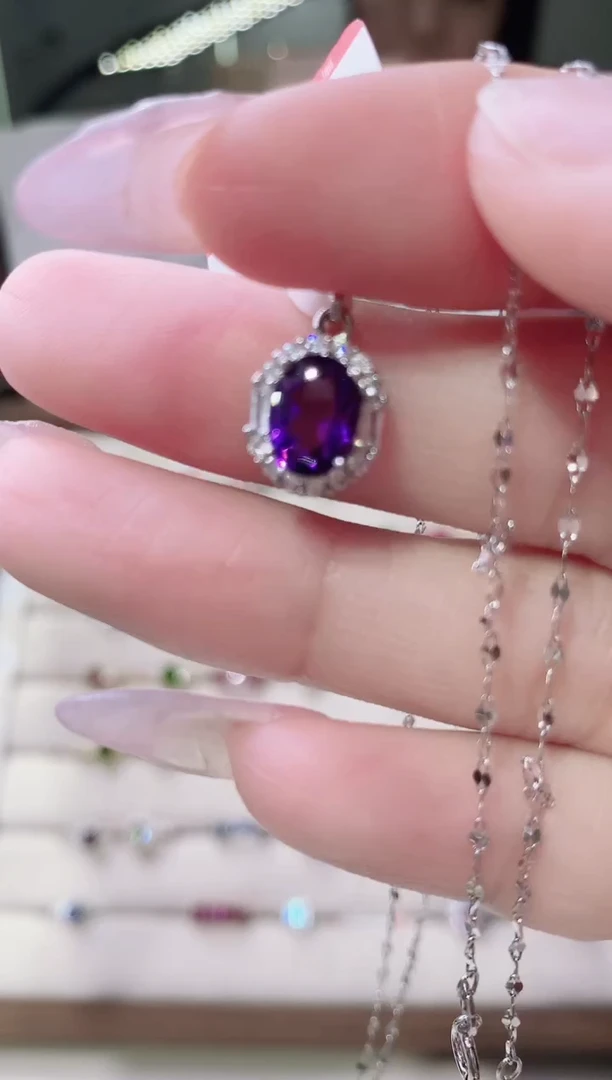 【闪购商品】紫晶颈饰银S925镶嵌89-12