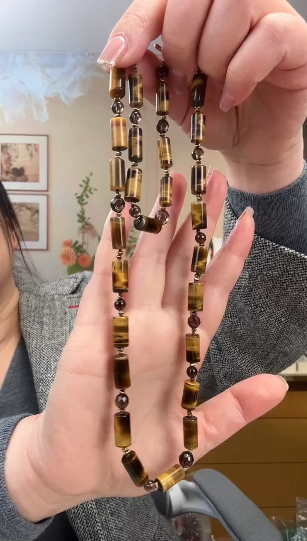 【闪购商品】水晶颈饰未镶嵌6-7.6mm虎眼石项链手串