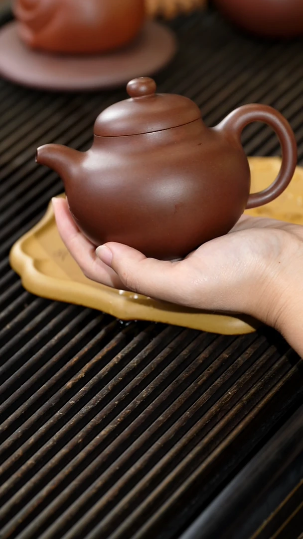 茶壶紫砂230cc柿圆壶
