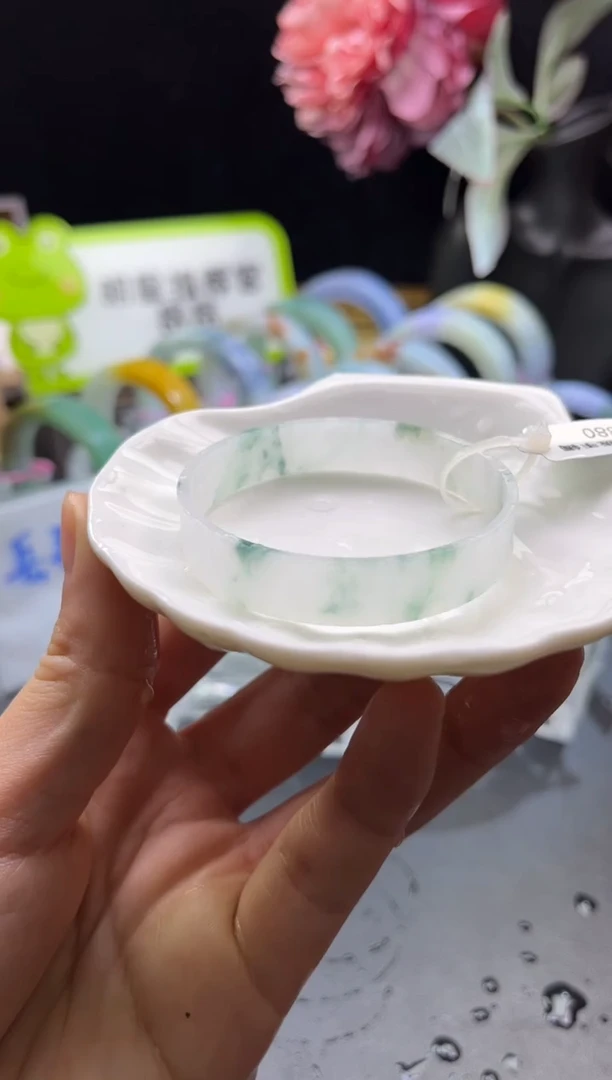 未镶嵌手镯定制翡翠50-51冰飘花「定制不退不换」