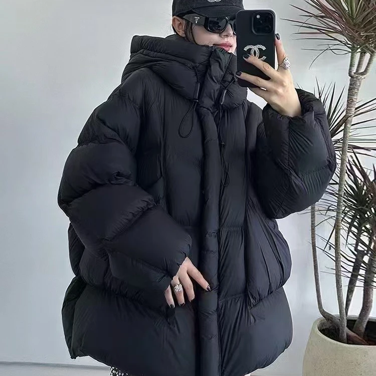 云朵泡芙羽绒服24新款休闲百搭鸭绒女士轻奢时尚冬季保暖加厚-雪2