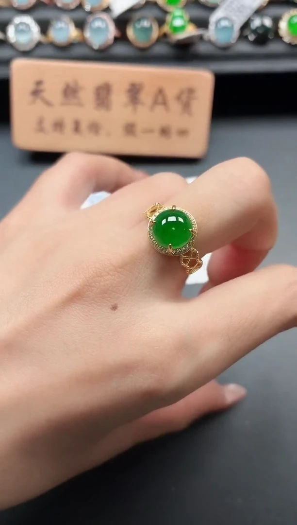 银S925镶嵌戒指翡翠1