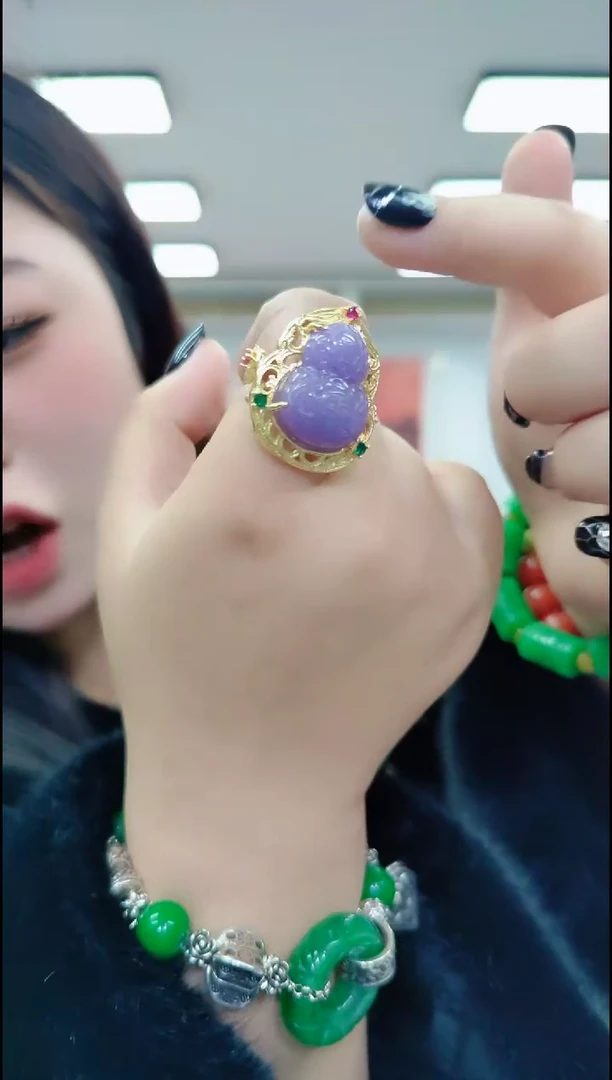 【闪购商品】翡翠戒指合金0313紫色葫芦戒指