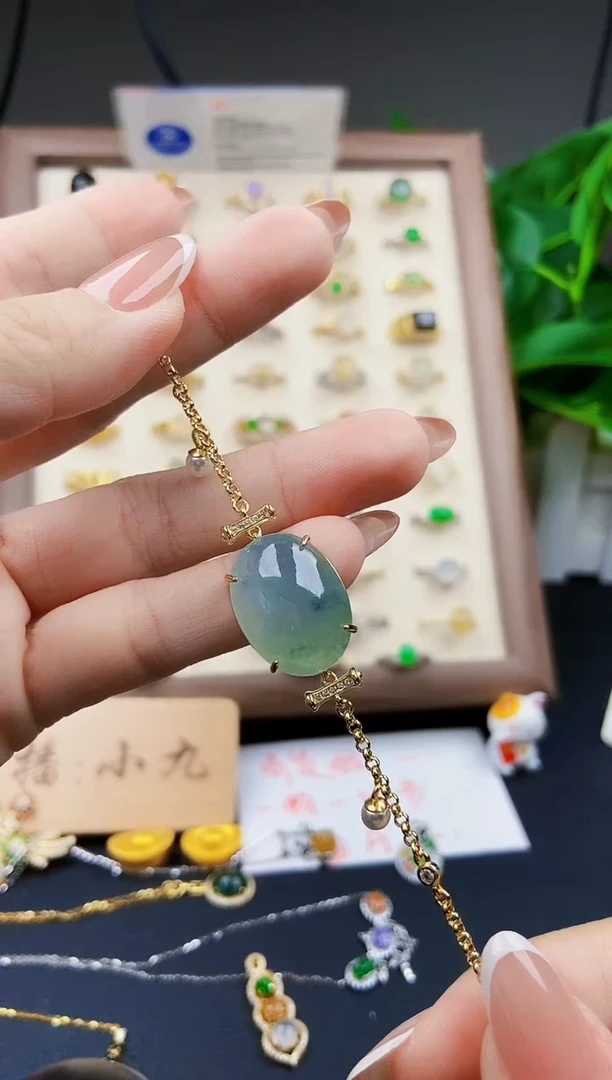 银S925镶嵌手链翡翠12