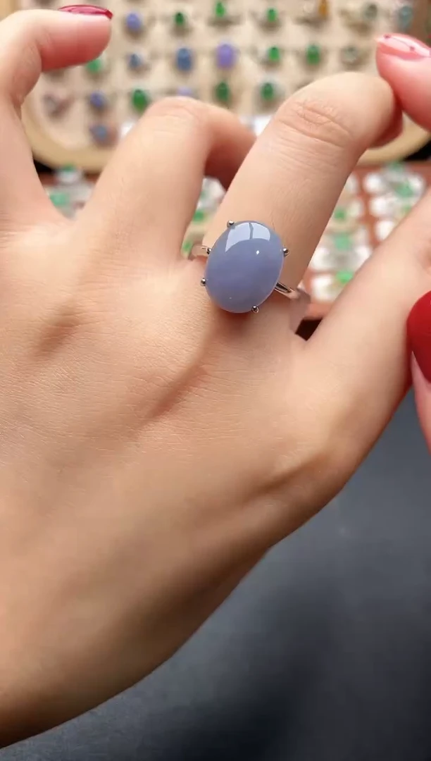 银S925镶嵌戒指翡翠一物一证一礼盒