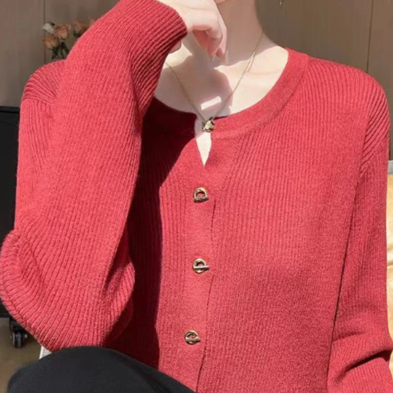【纯色V领】韩系穿外套女秋装2025新款爆款休闲宽松针织衫