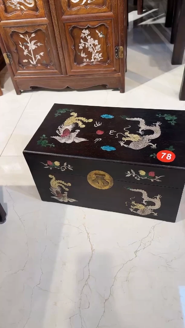 【闪购商品】木木艺40邵氏紫檀龙凤呈祥翻盖箱350.888