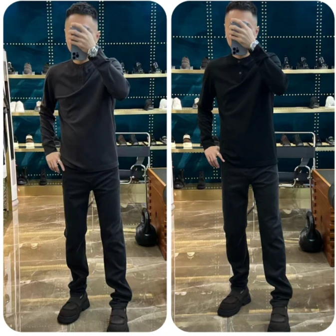 8815秋冬男士新款山羊绒莫代尔棉高弹 2 粒扣休闲打底