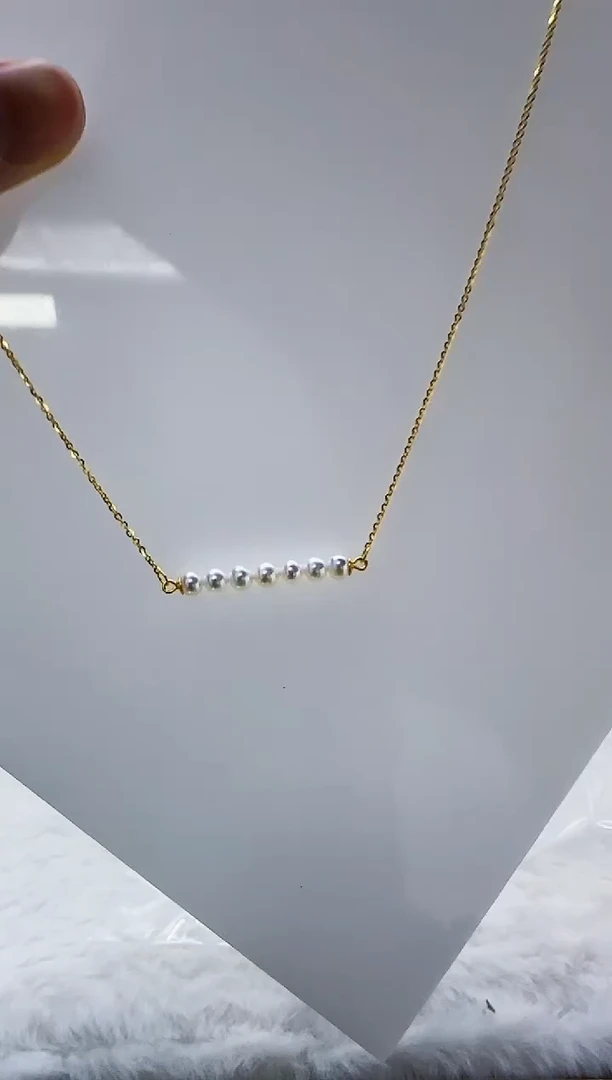 银S925镶嵌淡水珍珠DA A629 平衡木套链