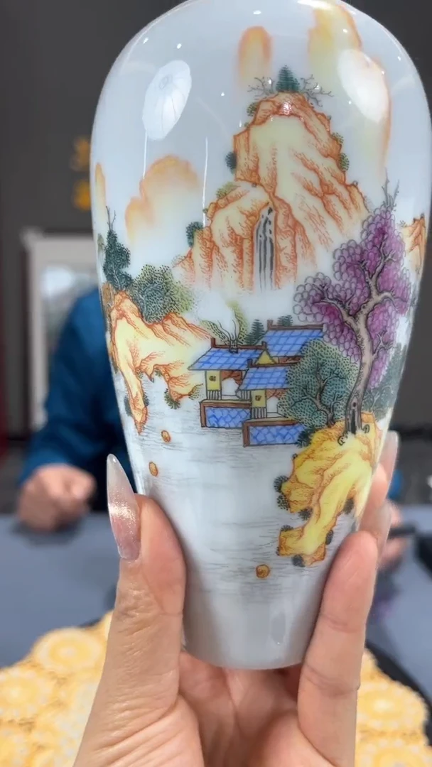 【闪购商品】官窑瓷画院351官窑瓷画院山水赏瓶