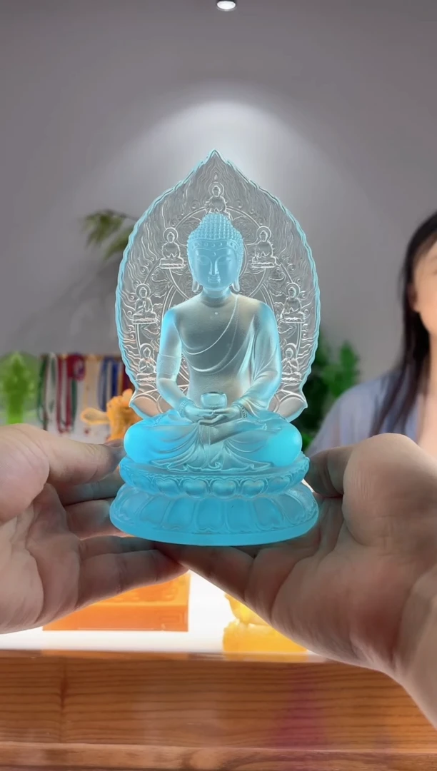 琉璃18cm释迦摩尼佛天蓝色