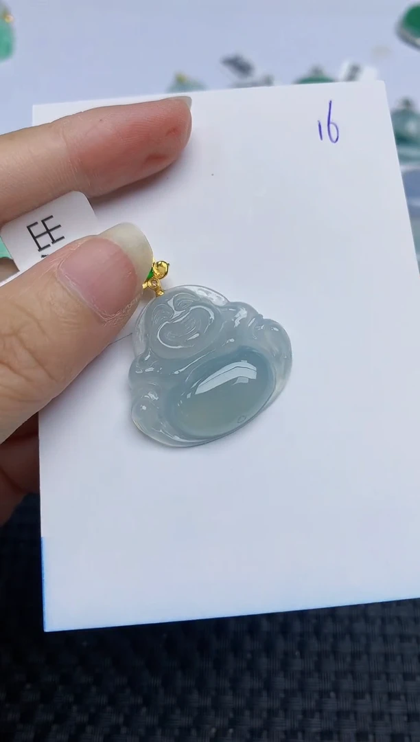翡翠18K金镶嵌颈饰天然翡翠A货