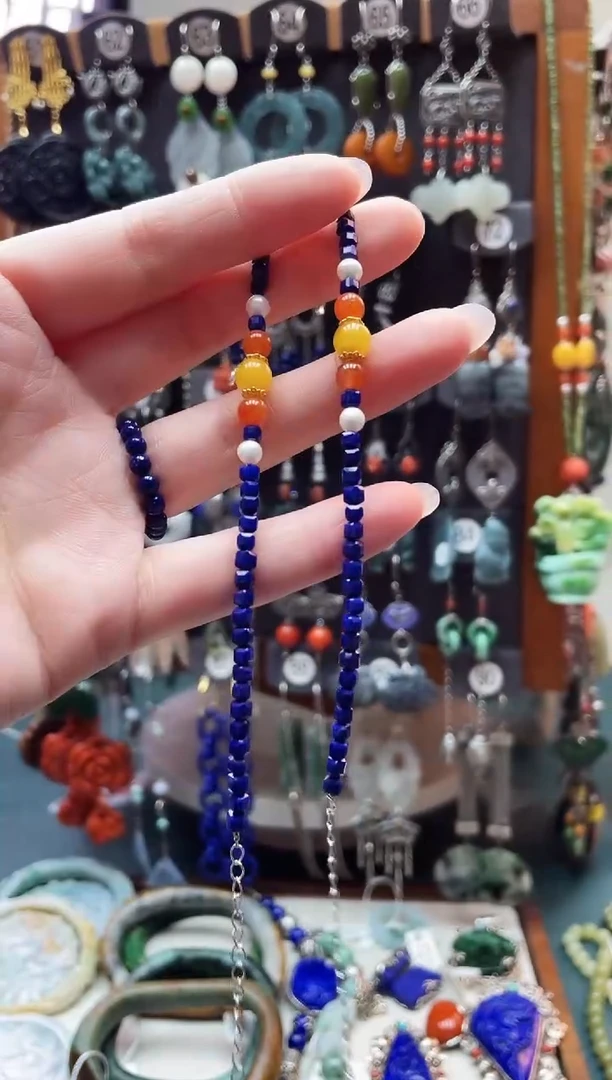 银S925镀金镶嵌青金石手链饰品