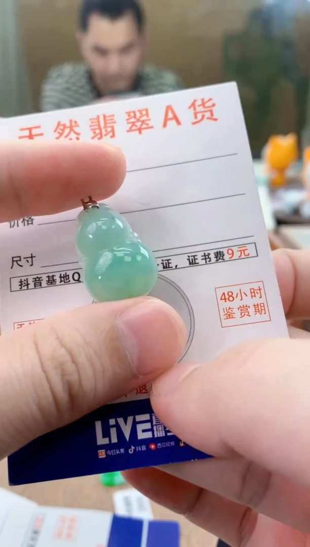 颈饰18K金镶嵌翡翠天然A货翡翠挂件