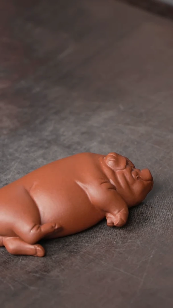 紫砂茶宠紫砂 躺平猪