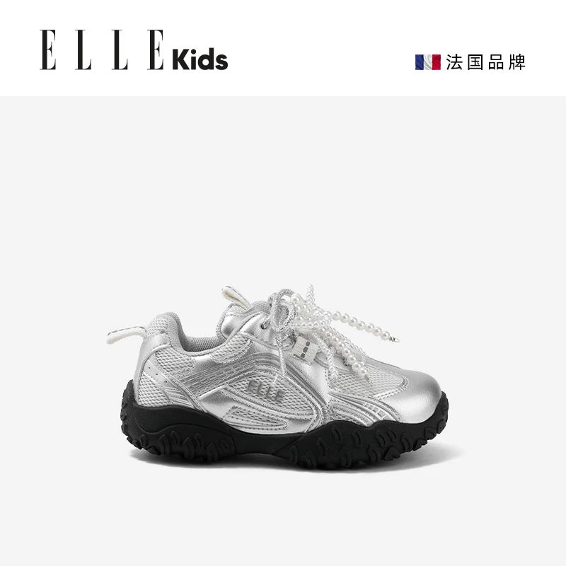 ELLEKIDS新款珍珠蝴蝶结芭蕾风玛丽珍女童时尚软底欧若风运动鞋