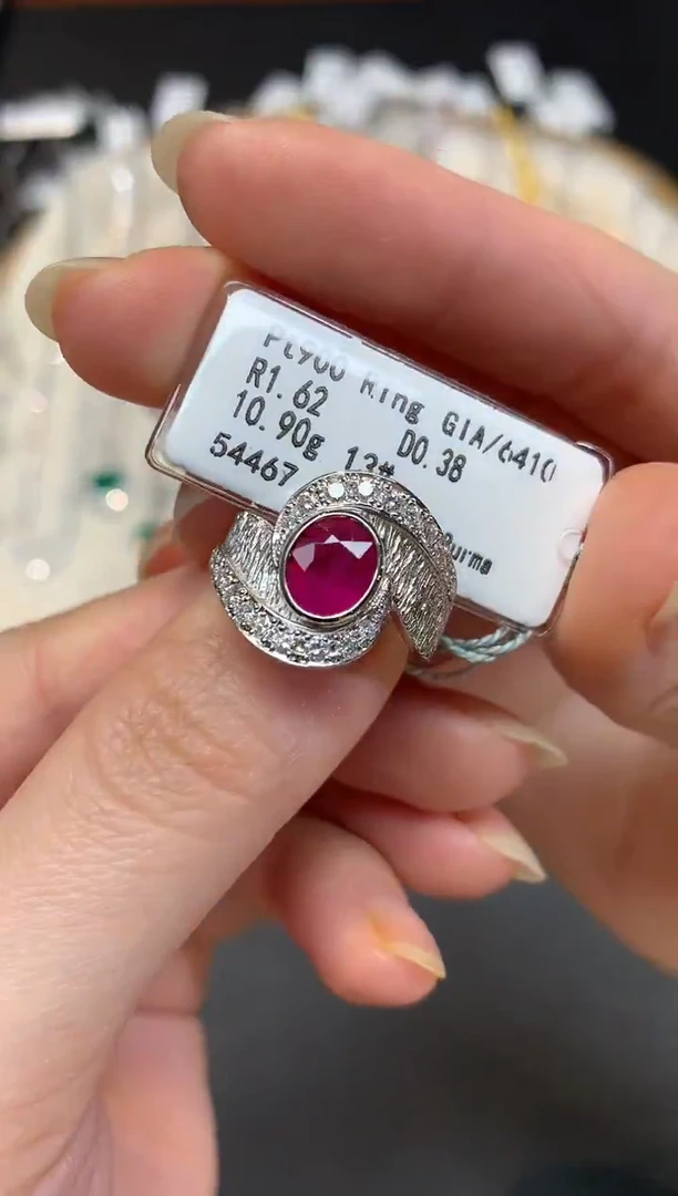 铂Pt850镶嵌戒指定制红宝石W521|19800