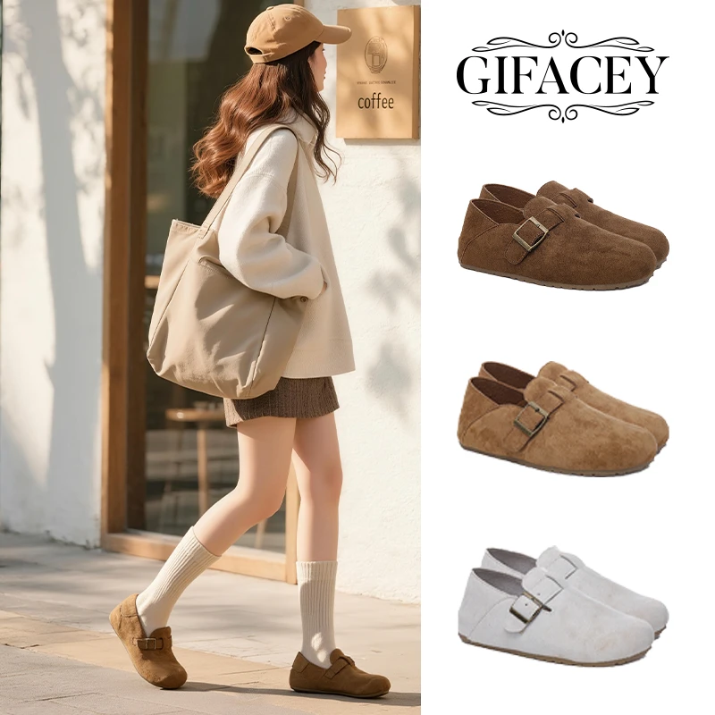 加绒内增高勃肯鞋休闲时尚一脚蹬全包琥珀流光老钱风