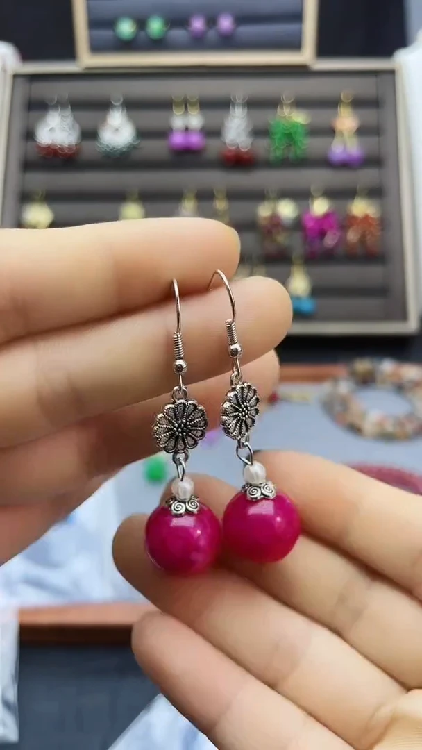 【闪购商品】玛瑙/玉髓耳饰银S925镶嵌151000